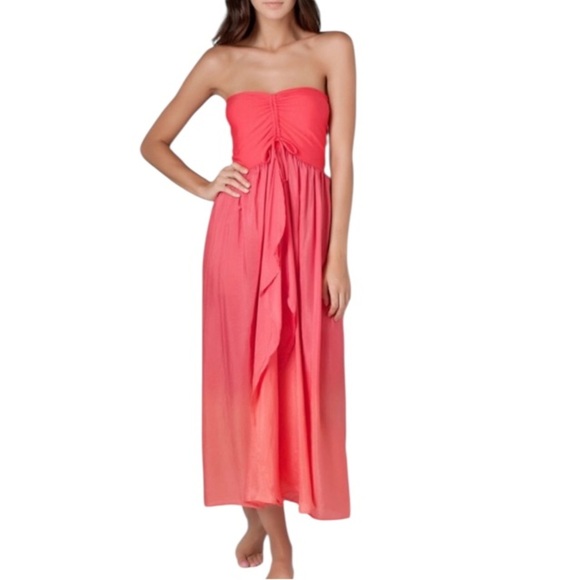 Robin Piccone Ombre Carreau Convertible Dress/Skirt Beach Coverup Coral Sz Large - Picture 1 of 13